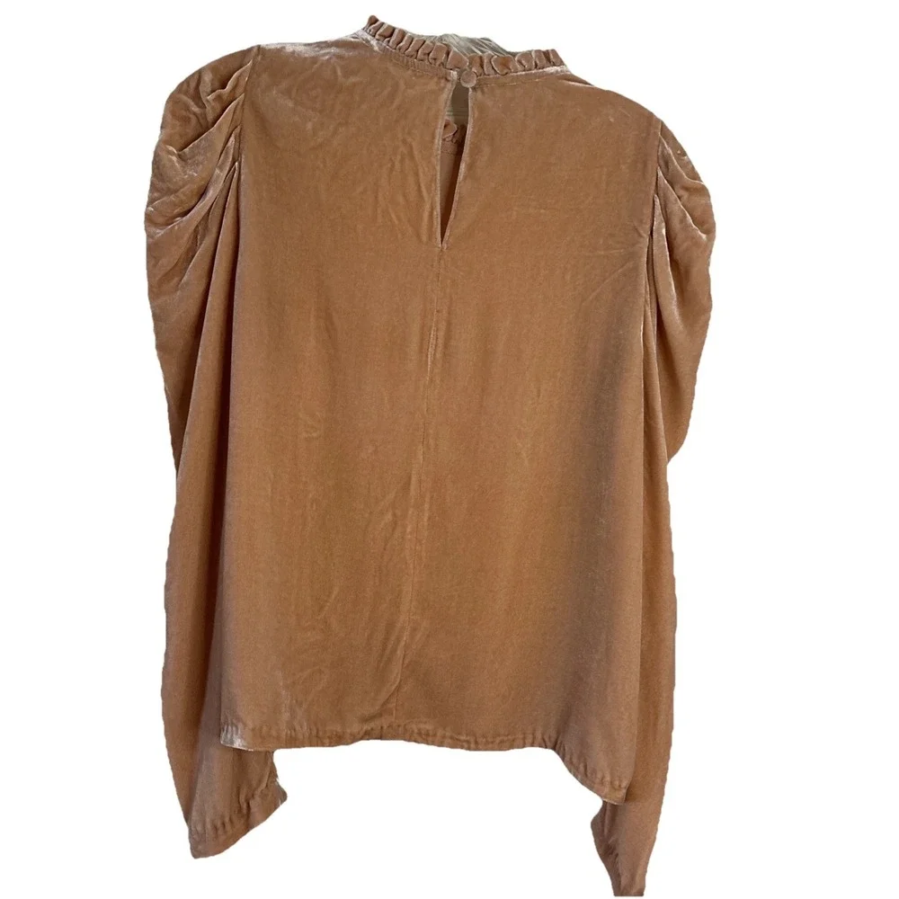 Ulla Johnson Gilles Velvet Puff Long Sleeve Blouse in Peach Size‎ 4